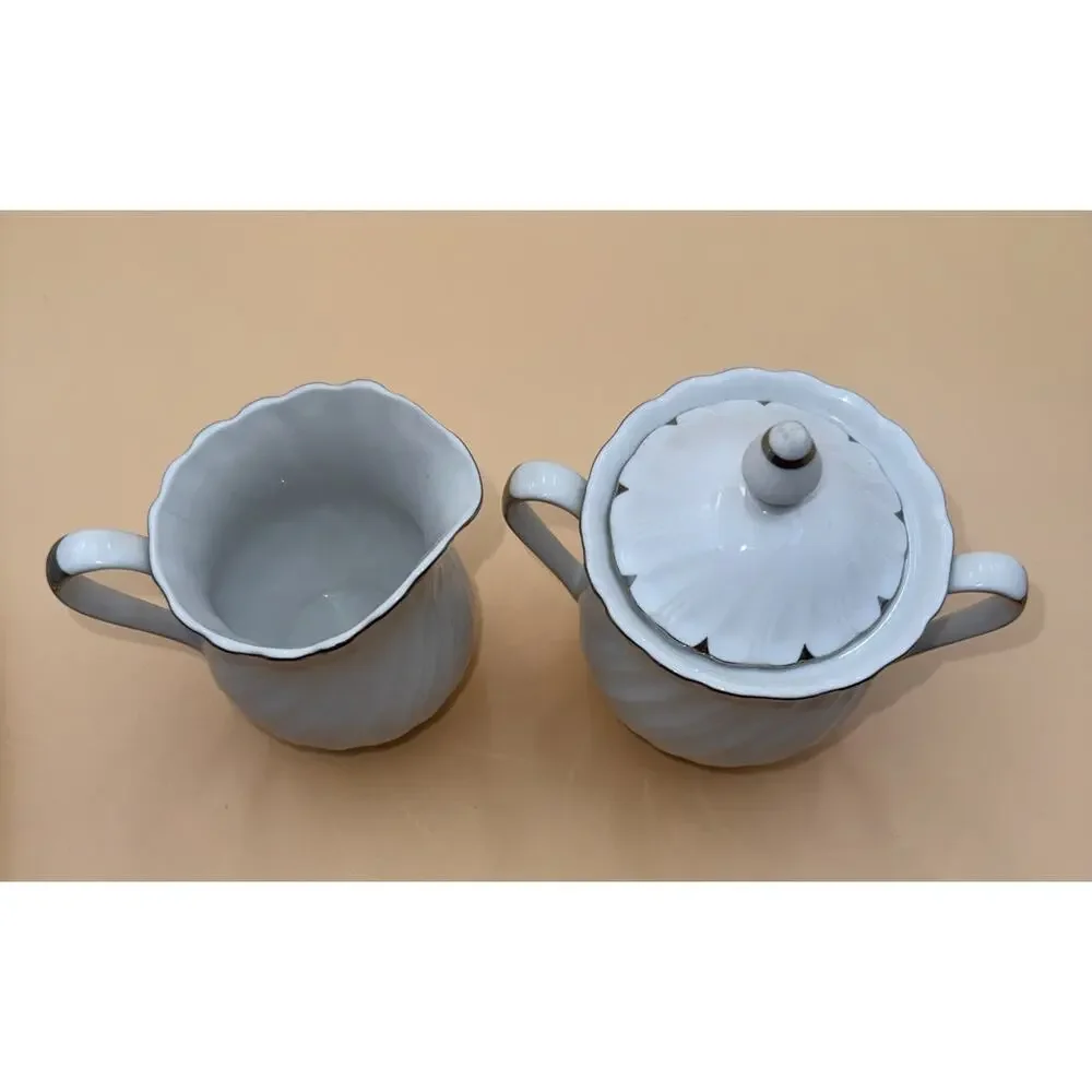 2 Piece Vintage Cream And Sugar Holders Harmony House Heirloom Fine China #351